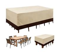 Outdoor Garden Furniture Covers Waterproof Heavy Duty 420D Oxford Fabric Patio Table and Chair Set Cover Windproof Rectangular-Beige brown||127x127x67cm(LxWxH)