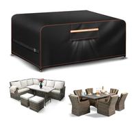 Outdoor Garden Furniture Covers Waterproof Rectangular with Air Vent Garden Table Cover Waterproof for Patio Bistro Set Rattan Sofa Chairs Outside Seating 280x205x106CM 420D Oxford Fabric