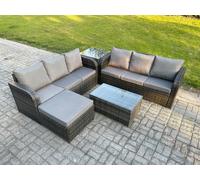 Fimous Outdoor Garden Furniture Sets 7 Seater Wicker Rattan Furniture Sofa Sets with 3 Seater Sofa Side Table