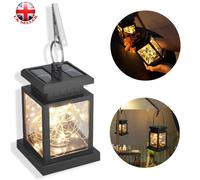Festive Lights Garden Candle Lantern - Solar Powered - Flickering Effect - Amber LED - 27cm