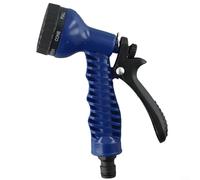 Outdoor Garden Hose Nozzle with 7 Adjustable Spray Types Including Center Jet Flat and Cone for Precision Use (Blue)