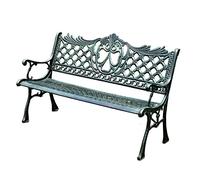 Outdoor Garden Patio Bench with Weatherproof Iron Frame, Backrest, and Armrest for Retro Style in Gardens, Porches, and Parks