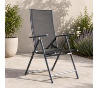 Outdoor Garden Patio Multi Position Reclining Folding Chair in Black and Silver