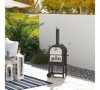 Outdoor Garden Pizza Oven Charcoal BBQ Grill 3-Tier Freestanding w/ Chimney