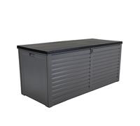 Charles Bentley, 490L, Outdoor, Garden, Plastic, Storage Box, Grey Body, Black Lid, Moulded Handles, Padlock Hasp, Sliding Lifts, PP Vacuum, Indoor, Outdoor, Steel, Storage Chest (146.4x64.4x61cm)