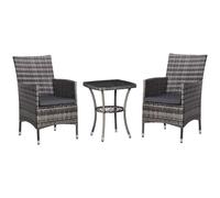 Outdoor Garden Rattan Bistro Set - 2 Seater Table Set - Light Grey - All Weather