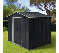 Outdoor Garden Roofed Metal Storage Shed Tool Box Ventilation & Sliding Doors