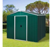 Outdoor Garden Roofed Metal Storage Shed Tool Box Ventilation & Sliding Doors