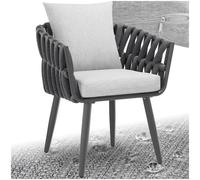 Outdoor Garden Rope Chair Rustproof Aluminium Frame Padded Cushions Durable