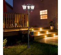 Outsunny Garden Free Standing 3 Light Solar Lamp Post, Black