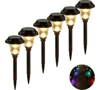 Outdoor garden solar lights, lawn lights, warm white/RGB color changing lights, solar-powered, waterproof, suitable for courtyards, lawns, yards, landscapes, walkways, and Christmas lawn decorations