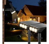 Outdoor Garden Solar Lights, Solar Spot Lights Dusk-to-Dawn Stake Lights Solar Powered Waterproof Landscape Spotlights, 2pcs Outside Light for the Garden Driveway Yard Porch Walkway- Wall/floor Mount