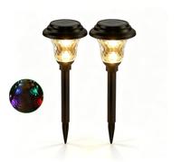 Outdoor garden solar lights, waterproof lawn lights, warm white/RGB color changing lights, solar-powered, suitable for courtyards, lawns, yards, landscapes, walkways, and Christmas lawn decorations.