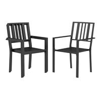 Outdoor Garden Stackable Dining Chairs Set 4pc Black Galvanised Steel 57x58x89cm