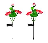 Outdoor Garden Stake Lights LED Solar Lawn Light Waterproof IP65 Outdoor Lotus Lamp for Decorative Lighting(Red)