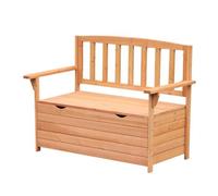 Outdoor Garden Storage Bench Patio Box All Weather Fir Wood 112 x 84 cm