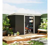 Outsunny 9 X 4Ft Outdoor Metal Frame Garden Storage Shed W/ 2 Door In Dark Grey Dark Grey