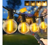Outdoor Garden String Lights LED - 65.5Ft G40 20M Festoon Light Mains Powered with Remote Control Dimmable Timer Outside Lighting Waterproof Shatterproof Bulb Hanging for Balcony Gazebo Patio Pergola