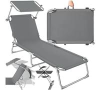 Tectake Sun Lounger With Sun Shade Grey