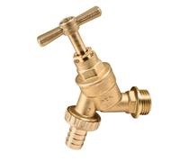 Outdoor Garden Tap Hose Union Bib Tap 1/2inch BSP with Compression Wallplate Elbow, Through The Wall 15mm Copper Tube (Single Bib Tap)