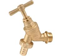 Outdoor Garden Tap Hose Union Bib Tap 1/2inch BSP with Compression Wallplate Elbow, Through The Wall 15mm Copper Tube (Single Bib Tap)