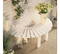 Outdoor Garden Tree Bench Wooden Patio Outdoor Park Fan-Shaped Backless Bench,Multifunctional Slat All Weather Curved Benches for Garden Lawn Porch Park Backyard