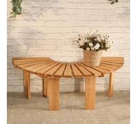 Outdoor Garden Tree Bench Wooden Patio Outdoor Park Fan-Shaped Backless Bench,Multifunctional Slat All Weather Curved Benches for Garden Lawn Porch Park Backyard