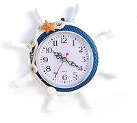 Outdoor Garden Wall Clock, Mediterranean Style Wooden Ship Steering Wheel Beach Sea Theme Large Outdoor Clock Decoration Nautical Silent