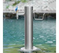 Outdoor Garden Water Column Faucet Decorative Stainless Steel Self-Supporting Fountain Freeze-Proof Irrigation Solution (Silver 20.5 x 50 cm)