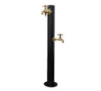 Outdoor Garden Water Column Faucet - Self-Supporting Fountain with 2 Anti-Freeze Columns for Irrigation & Washing - Durable Black Water Tap