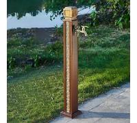 Outdoor Garden Water Column Faucet Vertical Freestanding Hose Support Vintage Brass Garden Fountain for Car Washing and Watering (Brass A)