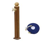 Outdoor Garden Water Column, Freeze Proof Outdoor Faucet, Yard Hydrant, with Brass Double Spout Faucet and 15 m/59 ft Hose Spray Gun(110cm/43in)