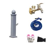 Outdoor Garden Water Column Square Vertical Aluminum Faucet with Anti-Freeze Design Fire Hydrant and Spray Gun 72cm/28in Grey Watering Solution