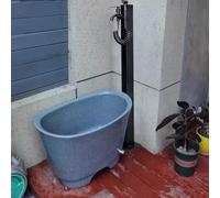 Outdoor Garden Water Column Stainless Steel Fountain Tap Freestanding Hose Bib with Antifreeze Water Dispenser for Patio & Lawn - Black (Height: 60cm/23.6in)