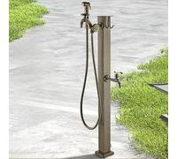 Outdoor Garden Water Column Tap Vertical Stainless Steel Faucet Retro Garden Fountain Water Dispenser Ideal for Irrigation and Car Washing (Black)