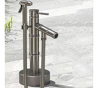 Outdoor Garden Water Column with Ancient Bamboo Design, Weatherproof and Rustproof Stainless Steel Faucet for Terrace Use