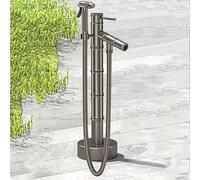 Outdoor Garden Water Column with Ancient Bamboo Design, Weatherproof and Rustproof Stainless Steel Faucet for Terrace Use