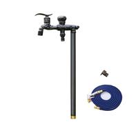 Outdoor Garden Water Column with Faucet - 27.5in Vertical Water Dispenser Double Outlet Hydrant with Spray Gun Hose for Efficient Irrigation and Gardening Tasks