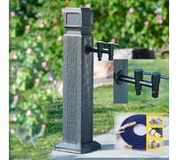 Outdoor Garden Water Faucet Vertical Water Column Anti-Freeze Hose Bib with Double Tap & Spray Gun 65cm Length Durable and Weather-Resistant for All Seasons