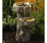 Outdoor Garden Water Fountain Solar Powered Tree Trunk Bird Bath Water Fountain Garden Feature Floor-Standing Waterfalls Fountains for Home Yard Decoration