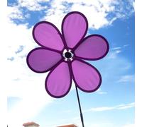 Outdoor Garden Wind Spinner Decorative Flower Pinwheel with Colorful Single-Layer Black For Edge Design, Cloth and Fiberglass Construction for Yard Patio Lawn(purple)