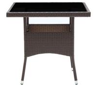 Outdoor Garden Yard Dining Table Poly Rattan and Glass Multi Colours vidaXL