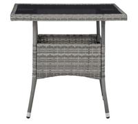 vidaXL Outdoor Garden Yard Dining Table Grey Poly Rattan and Glass Furniture