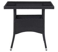 vidaXL Outdoor Dining Table Black Poly Rattan and Glass UK GF0