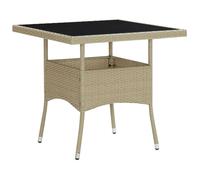 Outdoor Garden Yard Dining Table Poly Rattan and Glass Multi Colours vidaXL