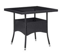 Outdoor Garden Yard Dining Table Poly Rattan and Glass Multi Colours vidaXL