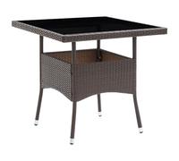 Outdoor Garden Yard Dining Table Poly Rattan and Glass Multi Colours vidaXL