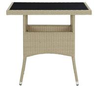 vidaXL Outdoor Dining Table Beige Poly Rattan and Glass UK HOT