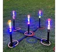 Outdoor Garden Yard Games for Adult and Family, Led Party Ring Toss Games for Kids, Glow in The Dark Games for Lawn, Backyard, Camping, Beach (Style A)