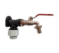 Outdoor Gardening Water tap,25mm mdpe Compression Wall/Back Plate + Lever tap with Barb